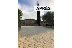 Aménagement d’une allée en pavés à Saint-Ambroix, près de Salindres et Alès, Gard (30) - Lantana Ecosylva Paysage